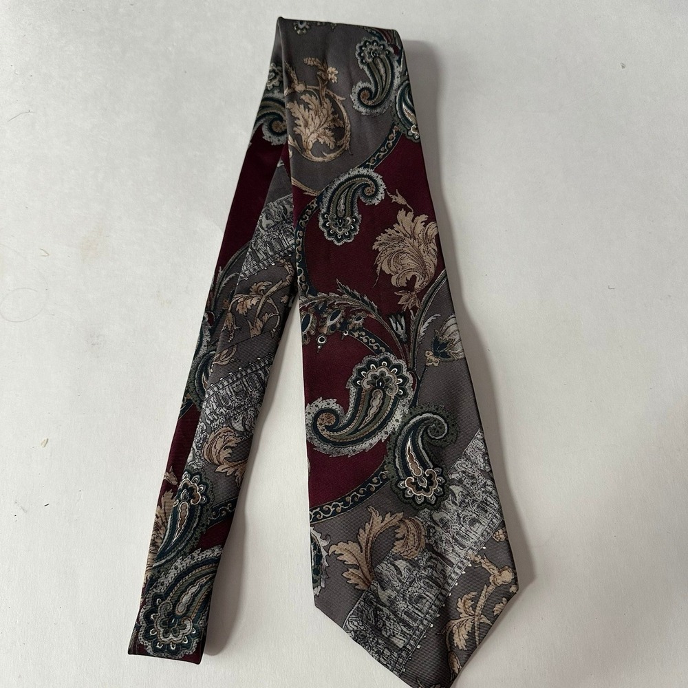 Mens Handmade Silk Tie Paisley Baroque Orante Academia Sophisticated Classic